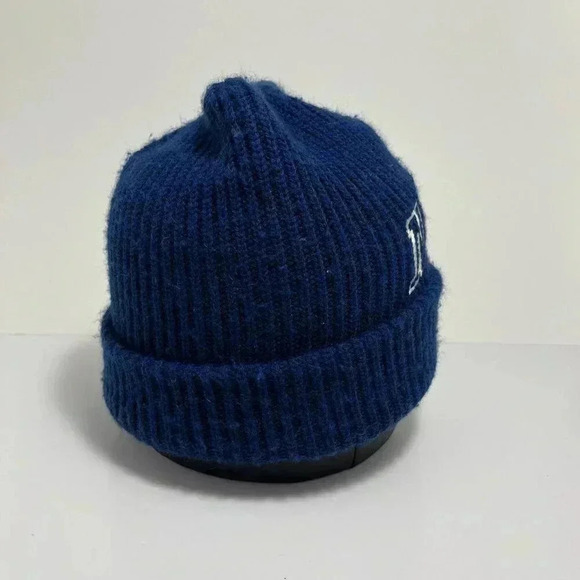 Vintage 90s White Tag Blue Nike Block Letter  Spellout Knit Beanie Hat Cap Toque - Picture 4 of 7